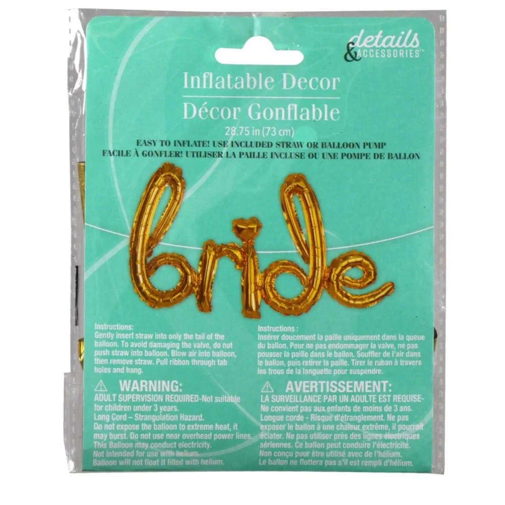 Bride Script 28.75x15” Metallic Gold Foil Balloon NWT